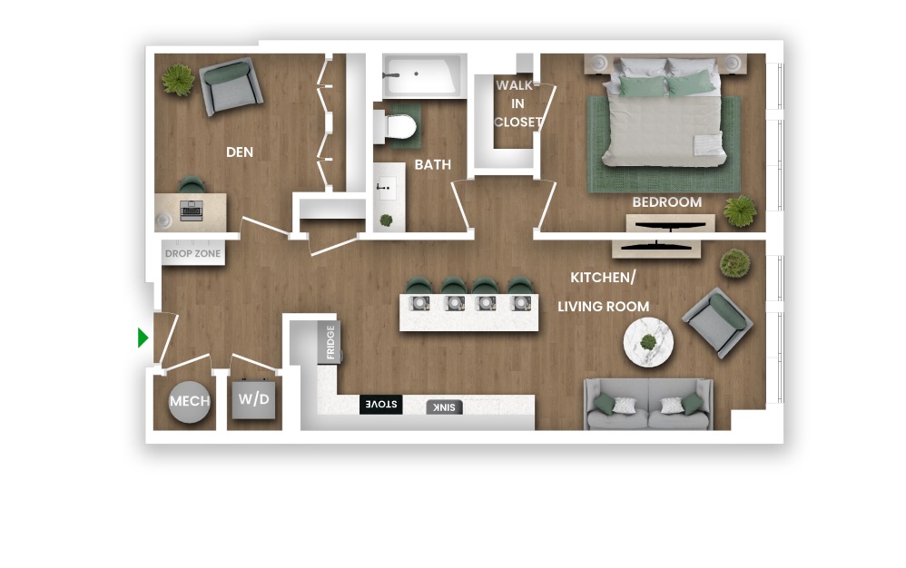 A4AD - 1 bedroom floor plan layout with 1 bathroom and 847 square feet