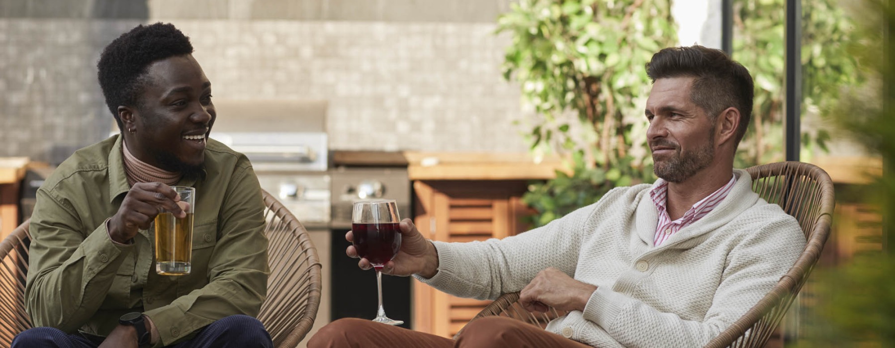 Residents enjoying wine outside